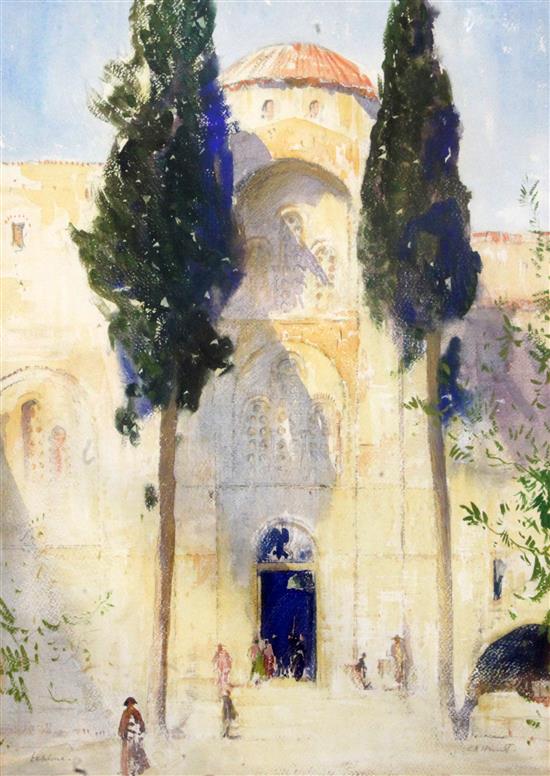 Cecil Arthur Hunt (1873-1965) Byzantine Church, Daphne, 18.75 x 14in.